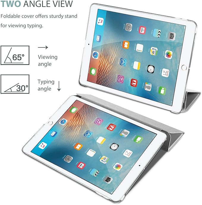ProCase Smart Case for iPad 9.7 Inch iPad 6th/5th Generation 2018 2017(Model: A1893 A1954 A1822 A1823), Ultra Slim Lightweight Stand Cover with Translucent Frosted Back -Silver