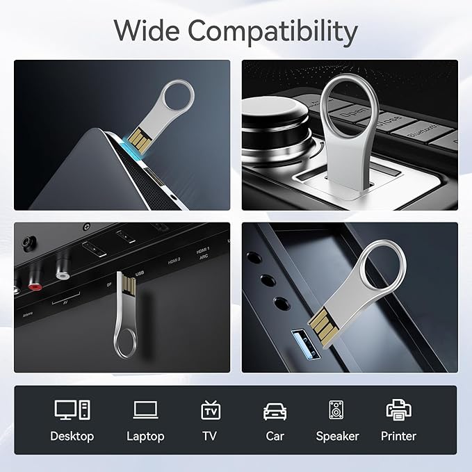 RAOYI 3 Pack 32GB Metal Key Shape USB Flash Drive, USB 2.0 Memory Stick Thumb Drives Jump Drive (Black/Silver/Gold, 3 Mixed Colors)