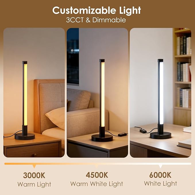 Table Lamp with Remote，Dimmable Small Lamp Desk Lamp with Multiple Color Temperatures，Nightstand Lamp,Table Lamp for Bedroom,Living Room,Office,Reading,Desk(Black)