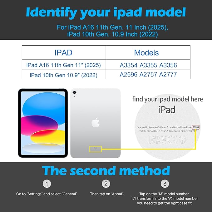 Genuine Leather Case for iPad 11th Gen 11" (2025/A16) & 10th Gen 10.9" (2022) | Slim Protective Cover with Adjustable Stand, Magnetic Closure, Auto Wake/Sleep, Premium Leather | Dark Brown