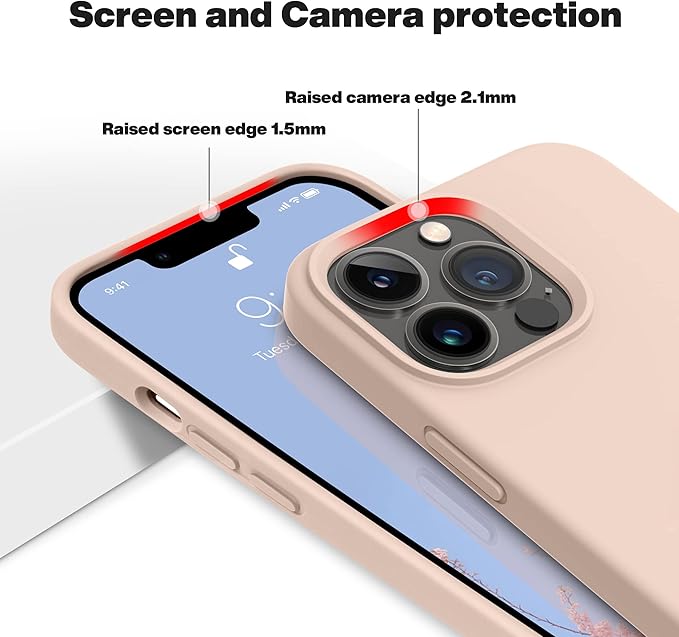 OTOFLY Designed for iPhone 13 Pro Max Case, Silicone Shockproof Slim Thin Phone Case for iPhone 13 Pro Max 6.7 inch (Pink)