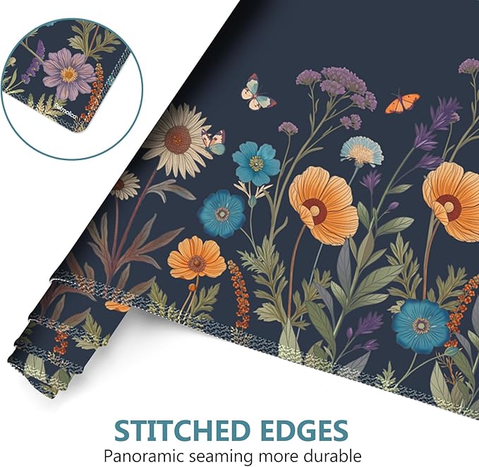 DINKY Desk Mat Keyboard Mouse Pad Set, Large Gaming Mouse Pad +Keyboard Wrist Rest +Mousepad with Wrist Rest +Coaster, Ergonomic Non-Slip 4 in 1 Combo, Flowers Plants Butterflies