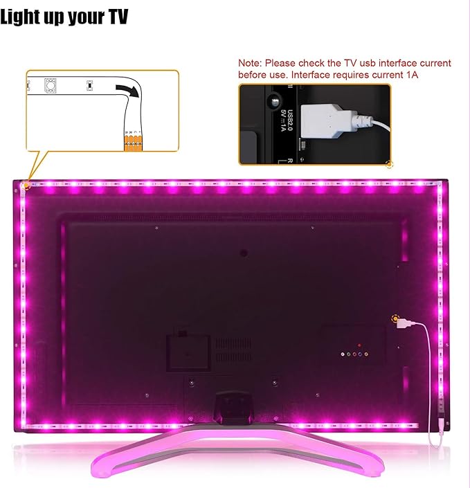 Tv Led Backlight, Maylit 8.2ft Led Strip Lights for 40-60in Tv, USB Powered Tv Lights kit with Remote, RGB Bias Lighting for Room Decor