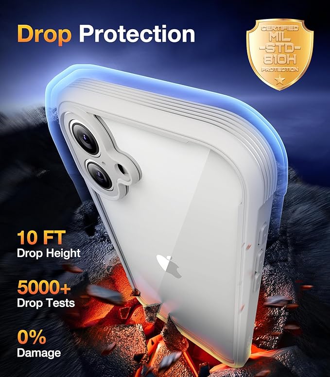 Diaclara Designed for iPhone 16 Case, Full Body Rugged Case with Built-in Touch Sensitive Anti-Scratch Screen Protector, Upgraded [Full Camera Protection] for Phone 16 (White)
