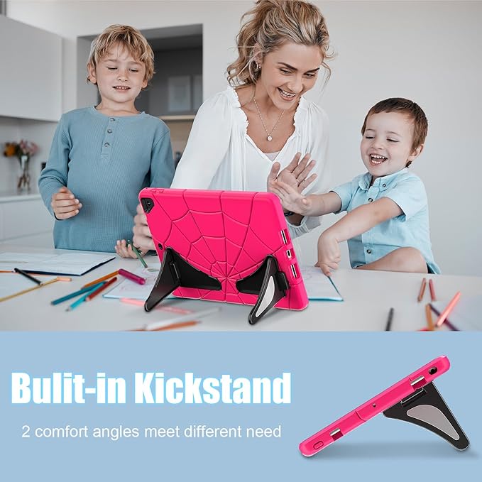 AKABEILA Compatible with Apple iPad 9.7 5th/6th(2017/2018)/Air 2/Pro 9.7 Tablet Case，Lightweight Shockproof Rugged Protective Cover with Kickstand for Kids Children Boys Babies Strawberry Black