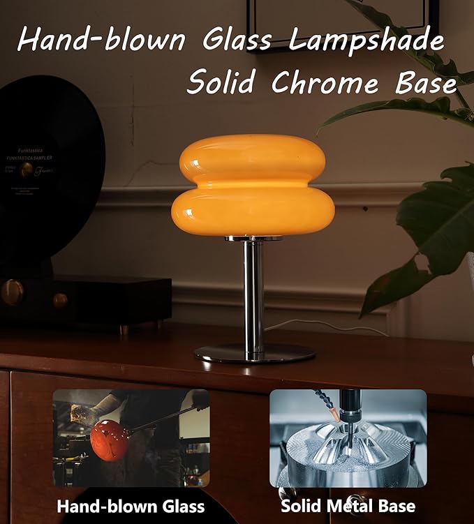 Glivpny Mushroom Lamp Table Lamp for Night Stands,Mid Century Modern Desk Lamps for Bedroom, Vintage Dimmable Bedside Small Cute Lamps, Cool Aesthetic House Warming Gifts New Home Decor (Copper)