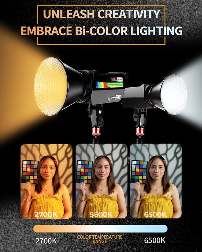 IFOOTAGE SL1 200BNA 200W Bi-Color COB LED Video Light,Standard Bowens Mount Point Source Output Continuous Lighting,APP Control,for Studio Camera Photography Live Streaming