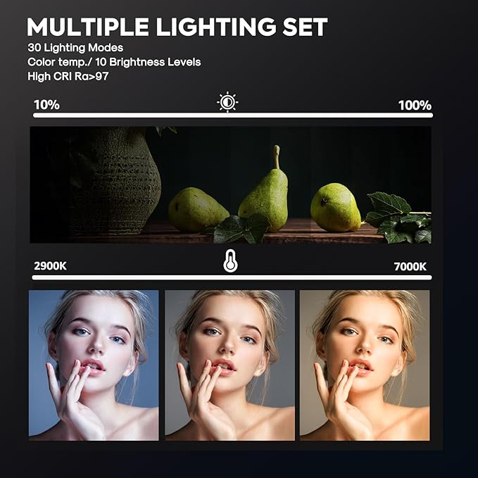 2-Pack Photography Lighting Kit, NiceVeedi 25W LED Video Light Kit, 2900-7000K Dimmable Studio Light with Tripod Stand, 73" Stream Light for Video Recording