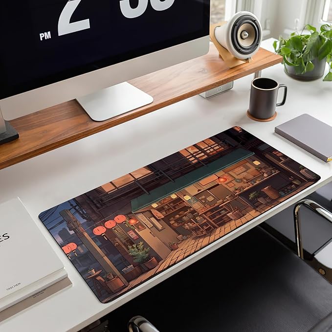 Anime Shop Desk Mat Retro Art Lofi Aesthetic Large Mouse Pad Extended Gaming Mousepad XL Desk Pad Laptop Keyboard Mouse Mat Deskmat 31.5"x11.8" Cute Office Decor