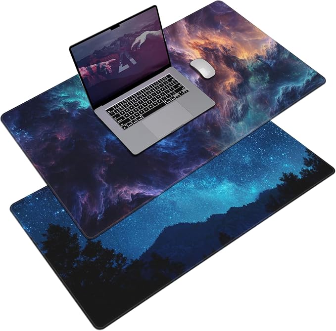 AQQA Gaming Mouse Pad, Large Dual-Sided Mousepad, Keyboard Mouse Mat, Desk Pad with Stitched Edges for Office Home and Game, 31.5x15.7inch, Dazzling Galaxy