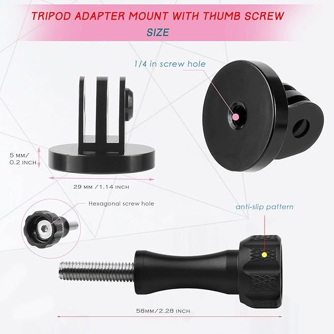 Niewalda Aluminum Tripod Mount Adapter, Tripod Adapter Mount,Compatible with GoPro Hero 9, 8, 7, 6, 5, 4, DJI Osmo, Sjcam, Xiaoyi Action Cameras