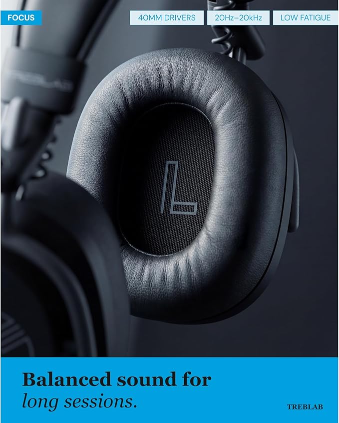 TREBLAB Bluetooth Headphones Over the Ear, Noise Cancelling, Hybrid ANC, 65H Battery, IPX4, Foldable Wireless Headphones with Mic, Lightweight, Work and Travel – U5
