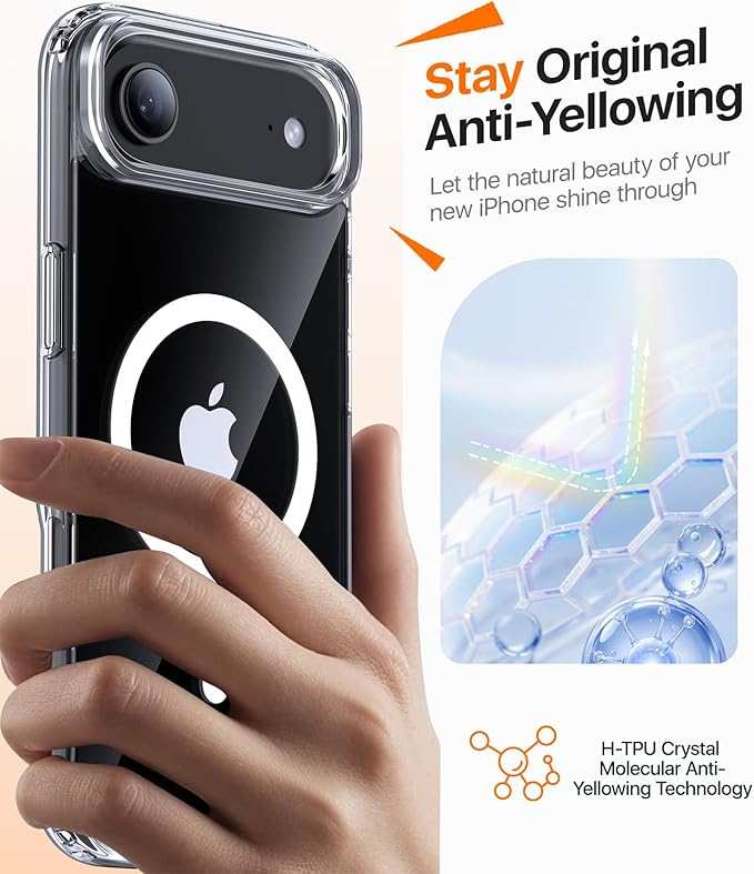 Magnetic for iPhone Air Case 2025,[Anti-Slip][Compatible with MagSafe][Military Grade Drop Protection] Shockproof Protective Translucent Matte Phone Case for iPhone 17 Air Case,Clear