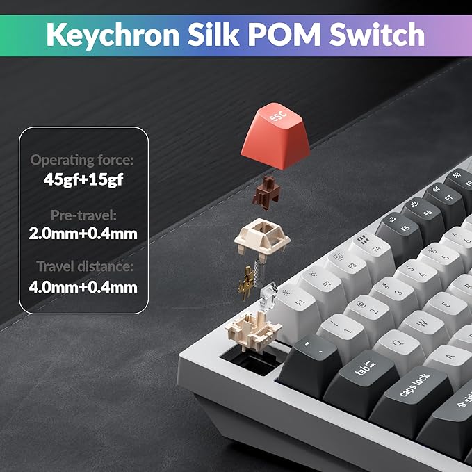 Keychron Q1 Ultra 8K 75% Wireless Mechanical Keyboard, Aluminum Hot-Swappable RGB, Brown Switch, 82 Keys, 600h Battery Life, 2.4GHz/Bluetooth/Wired, ZMK Programmable, Mac Windows Linux – White