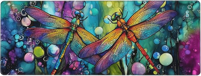 Dragonfly Mouse Pad Extended Large Gaming Mouse Pad XL Stitched Edges for Gamer Home Office 31.5 X 11.8 Inch