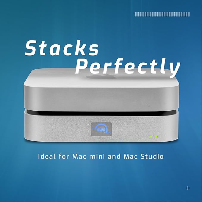 OWC 8TB (8.0TB HDD 7200 RPM Drive) miniStack STX, Upgradeable,Stackable Expansion Solution and Thunderbolt Hub/Mini Dock for Mac Studio, Mac mini and Other Devices. Silver