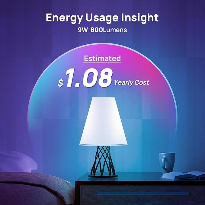 Consciot Smart LED Light, WiFi Color-Changing A19 E26 Lamp Compatible with Alexa & Google Home, 60W Equivalent, Music Sync, Dimmable, 4 Pack