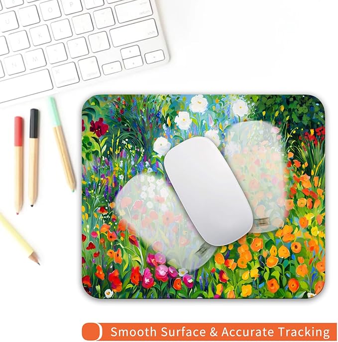 Square Mouse Pad Flowers Floral,Personalized Premium-Textured Custom Mouse Mat Design,Washable Mousepad Lycra Cloth,Non-Slip Rubber Base Computer Mouse Pads for Wireless Mouse