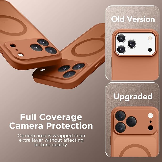 CAPRARO Magnetic for iPhone 17 Pro Case, Upgraded [Full Camera Protection] [Compatible with MagSafe] Protective Translucent Matte Women Girl Phone Case Cover, Dark Orange