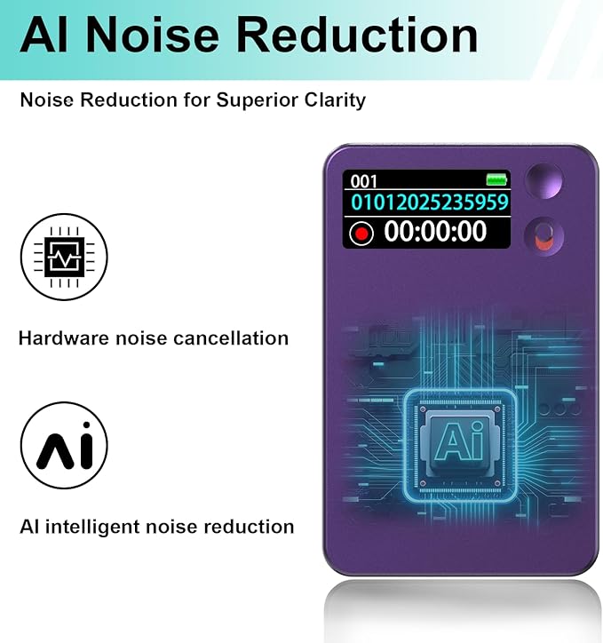 AI Voice Recorder, ChatGPT Transcribe & Summarize, 112 Languages Digital Voice Recorder, Noise Reduction Portable Dictaphone, 64GB HD Recording Device for Meetings, Lectures, Calls, Interviews