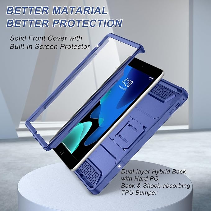 Soke Case for iPad 6th/5th Generation 9.7 Inch 2018/2017,with Built-in Screen Protector and Kickstand, Rugged Full-Body Heavy Duty Protective Cover for Apple iPad Air 2 /Pro 9.7 - Navy