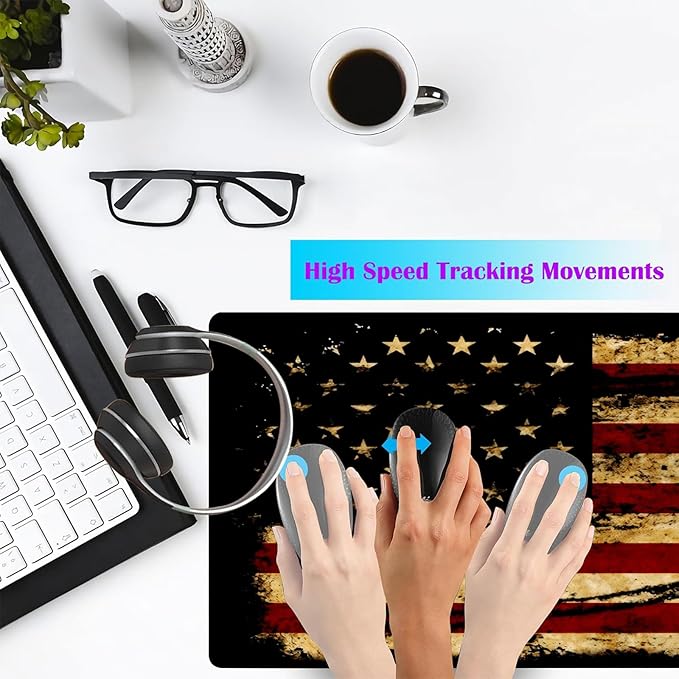 Large Gaming Mouse Pad 31.5"x15.7" | Dark American Flag-Themed XXL Keyboard Pad, Mouse Mat, Desk Pad, Non-Slip Rubber Base & Stitched Edges - Extended Mousepad for PC/Laptop/Office/Home Decor
