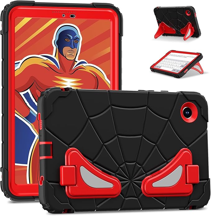 AKABEILA Compatible with Samsung Galaxy Tab A11+ 2025 11 inch Tablet Case，Lightweight Shockproof Rugged Protective Cover with Kickstand for Kids Children Boys Babies Black Red