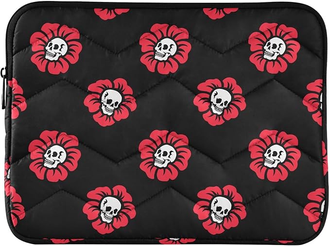 Cute Laptop Sleeve 13 inch Gothic Skulls Flowers Laptop Bag 14 inch Waterproof Computer Bag for Women Laptop Accessories Computer Cover Bag for Tablet Men, A06D24018