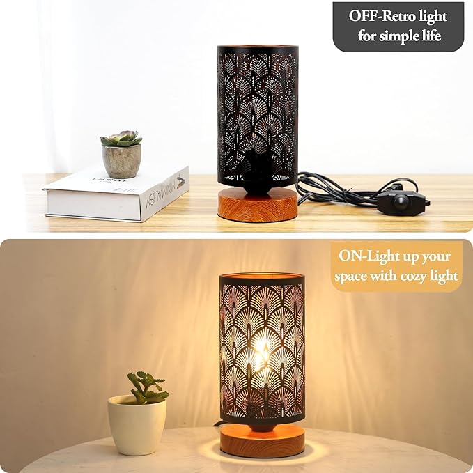 Small Industrial Table Lamps Dimmable, Bedside Lamps for Nightstand,End Table Side Desk lamp with Rustic Black Metal Cage Lampshade for Bedroom, Kids Room Living Room 2700K LED Bulb Included