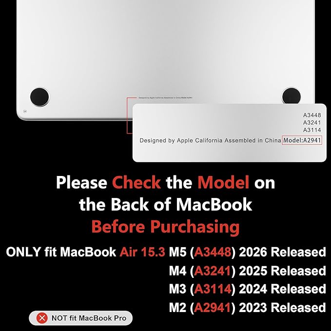 MEEgoodo Case for M5/M4/M3/M2 MacBook Air 15 inch Case 2026 2025 2024 2023, Laptop Shell Fit Model (A3448/A3241/A3114/A2941) for MacBook Air 15.3-inch, Red Stripes