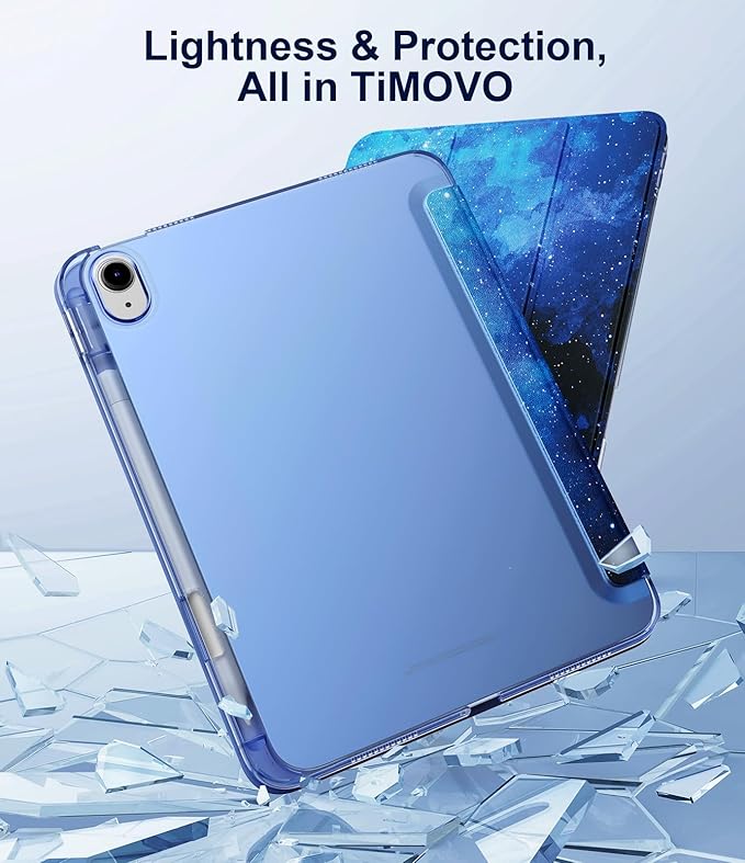 TiMOVO Case for iPad Air 11 Inch M4 2026/M3 2025/M2 2024, iPad Air 5th Generation 2022/4th Gen 2020 10.9 Inch with Pencil Holder, Stand Cover with Translucent Back, Auto Wake/Sleep, Blue Starry Sky