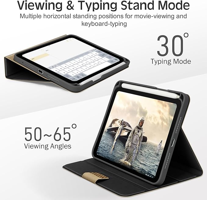 KingBlanc for iPad mini 7 (A17 Pro) Case, iPad mini 7th/6th Generation Case (2024/2021 8.3-inch) with Pencil Holder, PU Leather Stand Cover, Auto Sleep/Wake, Multi-Angle for Viewing/Typing, Beige