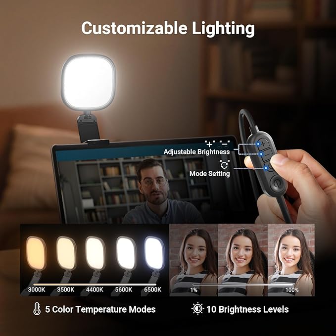 NEEWER BASICS 5" Monitor Light with Stand, Zoom Lighting for Video Conference, 10W Bi Color Edge Lit CRI95 USB LED Panel Ring Light for Desk Computer Laptop Webcam Video Call Streaming Recording, NL10