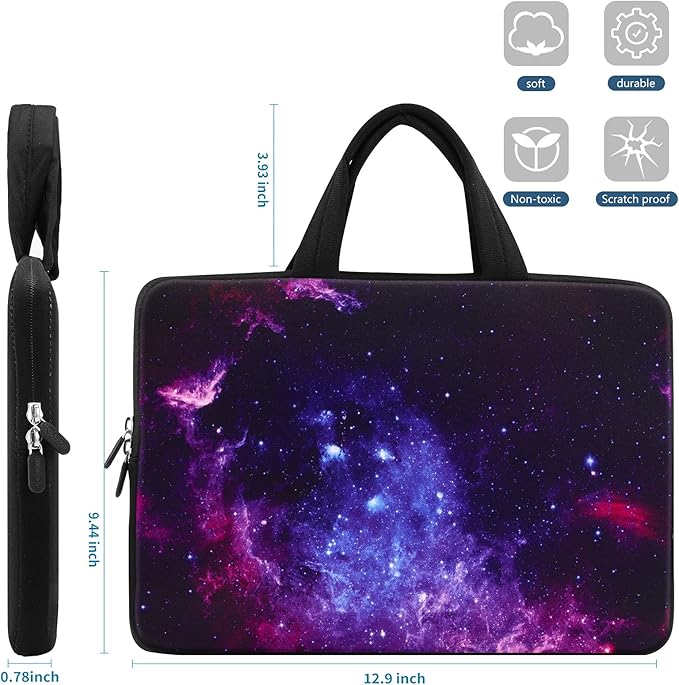 ICOLOR 11 11.6 12 12.1 12.5 inch Laptop Carrying Bag Chromebook Case Notebook Ultrabook Bag Tablet Cover Neoprene Laptop Sleeve case chromebook Sleeve with Handle Kids Boys Girls Blue Galaxy