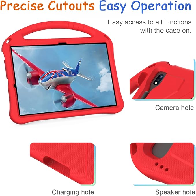 Kids Case for Samsung Galaxy Tab S10+/S9+/S8+/S7 FE/S7+/S9 FE+ 12.4", Techcircle Light Weight Shock Proof EVA Foam Handle Rugged Stand Protective Case for Galaxy Tab S9 FE Plus/S10 Plus 2024, Red