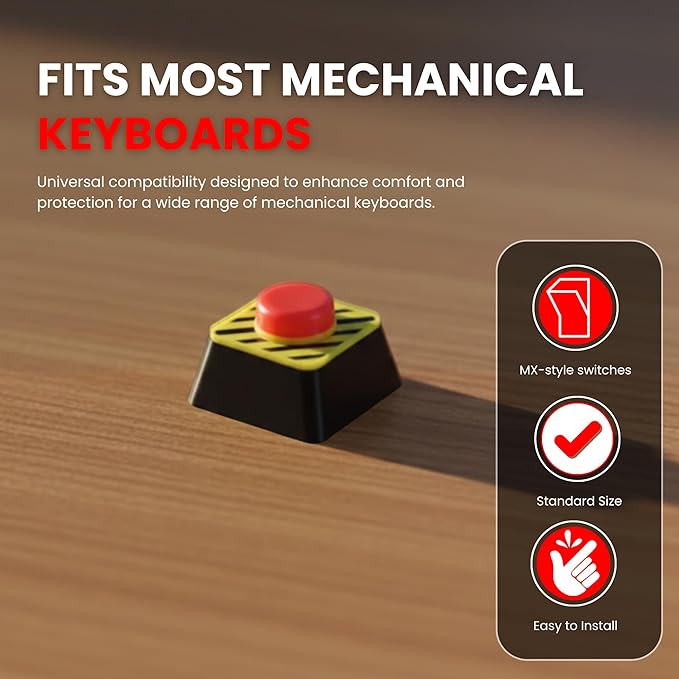 Artisan Custom ESC Keycap for MX Mechanical Keyboard - 2 Pack Emergency Red Panic Button for PC Gaming Keyboard with Hazard Stripe Design, Universal 1u Keycap fits Cherry MX Switches