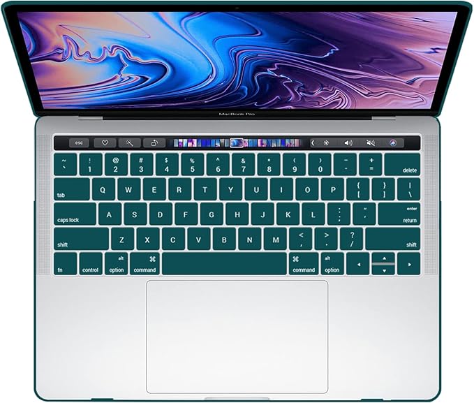 IBENZER Compatible with MacBook Pro 15 Inch Case 2019 2018 2017 2016 A1990 A1707, Hard Shell Case with Keyboard Cover & Type C Adapter for Mac Pro 15 Touch Bar, Quetzal Green, T15-QUGN+1TC