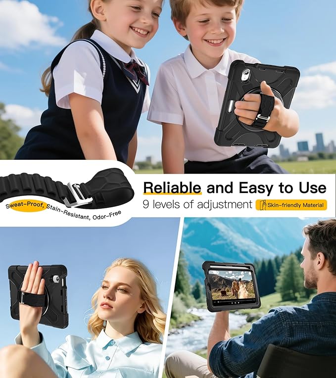 BRAECN for iPad mini 7(A17 Pro)/ 6 case 2024/2021 8.3 inch Heavy Duty Shockproof Protective with Pencil Holder Screen Protector 360°Rotating Stand Handle Full Body Cover Shoulder Strap Kids Friendly