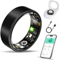 Smart Ring Health Tracker, Fitness Sleep and Heart Rate Monitor Smart Ring, Waterproof Bluetooth Fitness Tracker Ring IPX68 Waterproof (Black, 8)