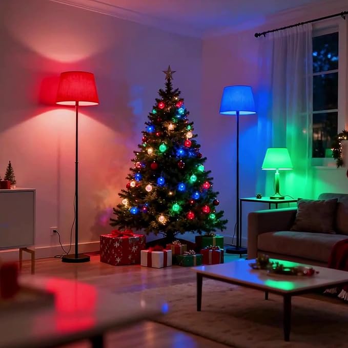 TJOY LED Red Light Bulb, Red Colored Light Bulbs Outdoor, A19 60 Watt Equivalent, 5W E26 Base Lightbulb for Christmas Porch Indoor Party Bedroom Decoration, Non-Dimmable, 4 Pack