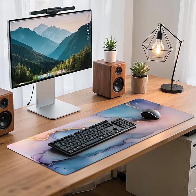 Gaming Mouse Pad - (31.5"×11.8") Marble Large Mouse Pads for Desk - Desk Mat for Keyboard and Mouse with Non-Slip Base, Desks Pad Matfor Game/Office & Home