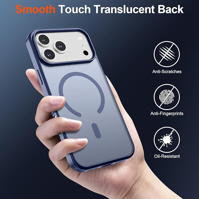 SUPFINE Magnetic for iPhone 17 Pro Max Case (Compatible with MagSafe)(Military Grade Drop Protection) Translucent Matte Shockproof with Anti-Fingerprint Phone Cover,Lavender Gray