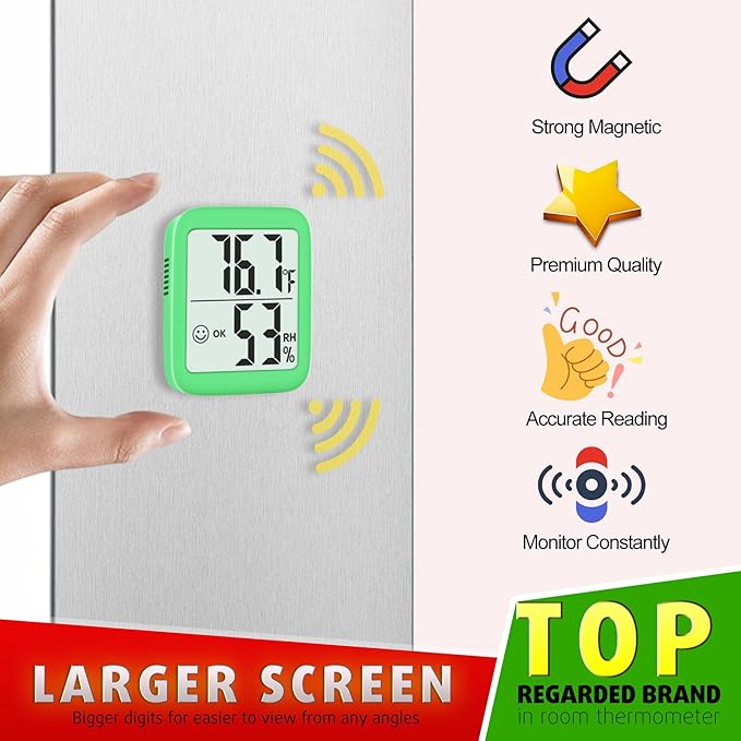 Antonki 2 Pack Room Thermometer for Home, Hygrometer Indoor Humidity Meter Gauge, Digital Temperature and Humidity Monitor Sensor for House, Terrarium, Incubator, Greenhouse - Battery Included