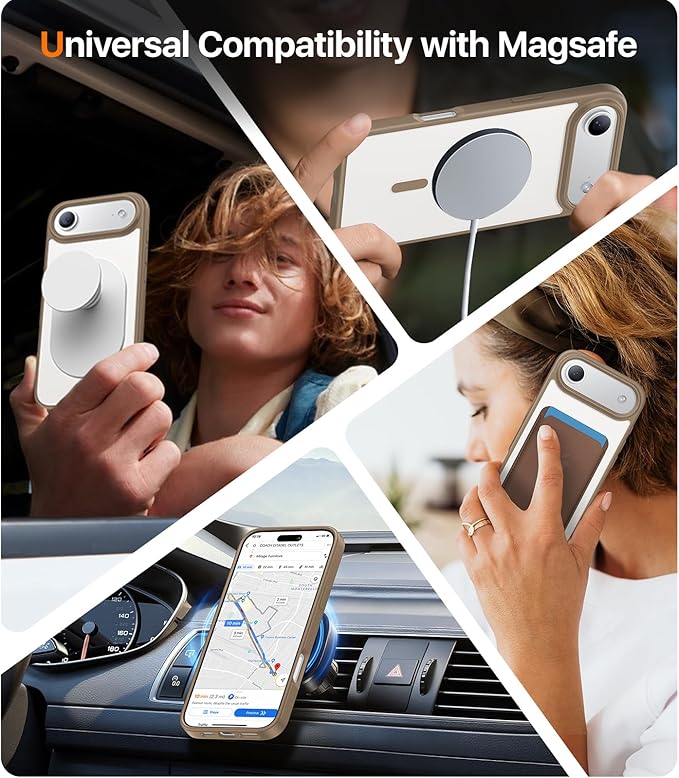 Magnetic for iPhone Air Case 2025,[Anti-Slip][Compatible with MagSafe][Military Grade Drop Protection] Shockproof Protective Translucent Matte Phone Case for iPhone 17 Air Case,Brown