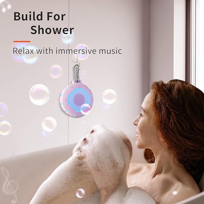 HEYSONG Waterproof Shower Bluetooth Speaker, Durable & Portable with Clear Sound, Ideal for Shower, Pool, Beach & Kayaking – Great Gifts for Girls, Women