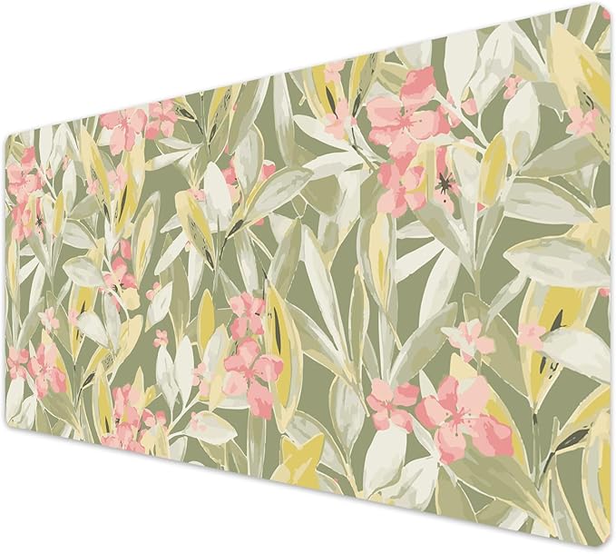 French KOKO Large Desk Mat 36" x 16.5" – Extended Floral Botanical Mouse Pad for Keyboard & Mouse – Non-Slip Waterproof Protector Aesthetic Office Desk Pad for Women