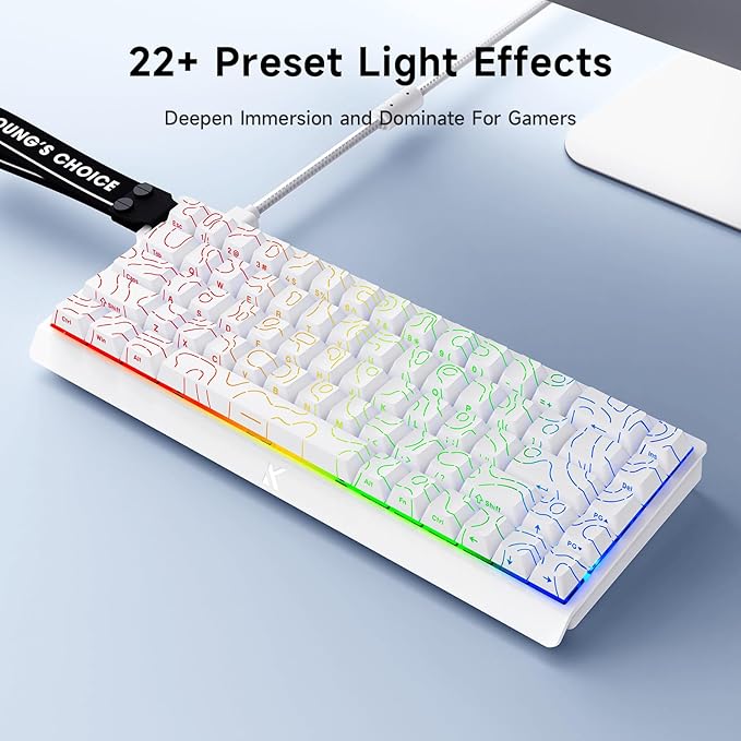 MCHOSE ACE 68 60% Mechanical Gaming Keyboard Wired Rapid Trigger Hall Effect Keyboard Magnetic Switch Adjustable Actuation 8000Hz Polling Rate Custom RGB MAC Laptop(White Topographic TTC Dragon Lord)