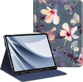 Fintie Folio Case for iPad Air 13-inch M4/M3/M2 (2026/2025/2024), Multi-Angle Viewing Protective Stand Cover with Pencil Holder & Pocket, Auto Sleep/Wake, Blooming Hibiscus