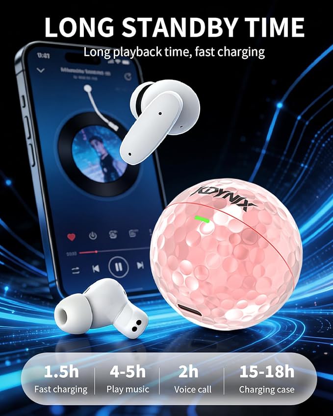 True Wireless Earbuds, Bluetooth 5.4 Headphones with Dual ENC ANC Noise Canceling, 13mm Drivers for Deep Bass Stereo, IPX7 Waterproof, 18H Playtime, USB-C Charging Case for iPhone Android
