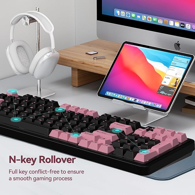 AUSDOM 98Pro Wireless Mechanical Keyboard, Tri-Mode BT/2.4GHz/USB-C Hot Swappable Custom Gaming Keyboard with Backlit, Gasket Structure, Linear Switches for Windows/Mac/PC (Clicky Sound)